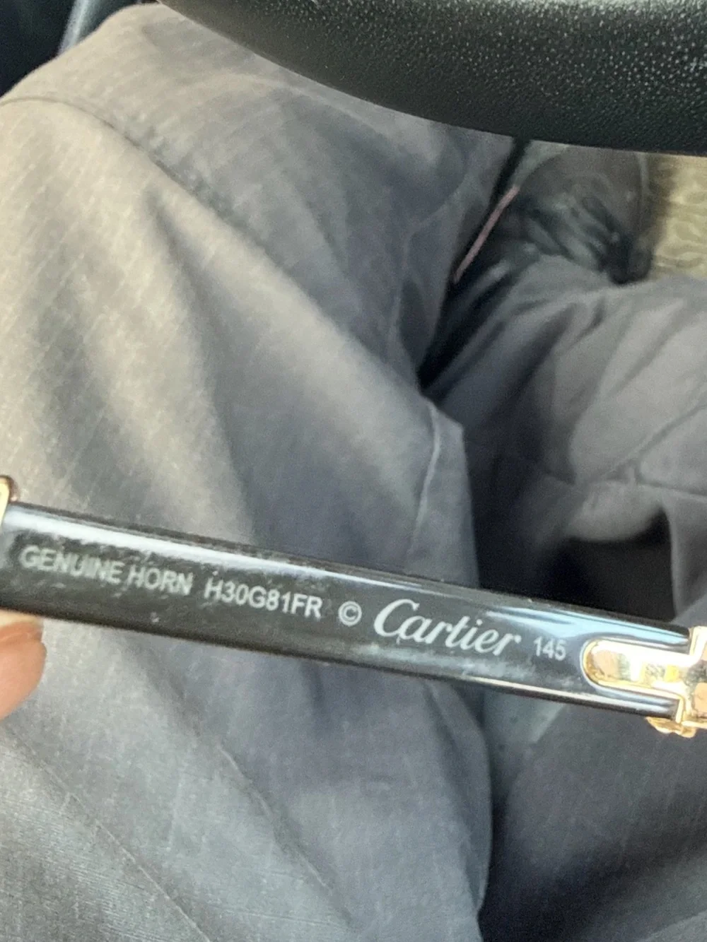 Cartier Gold Bridge Black Lens Rimless Sunglasses